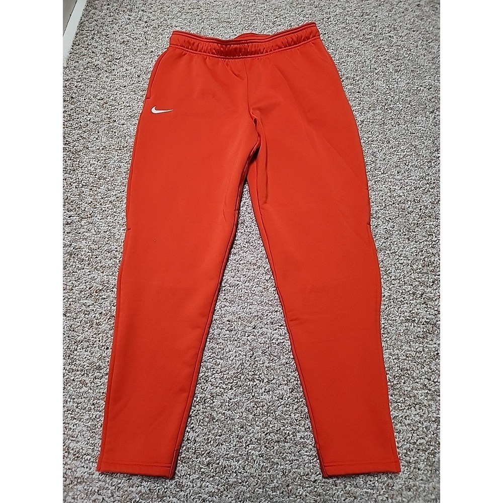 NIKE Men's Dri-Fit Orange Therma Heavy Size Medium Sweatpants Zip Ankles 32x31